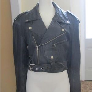 90s style leather biker jacket